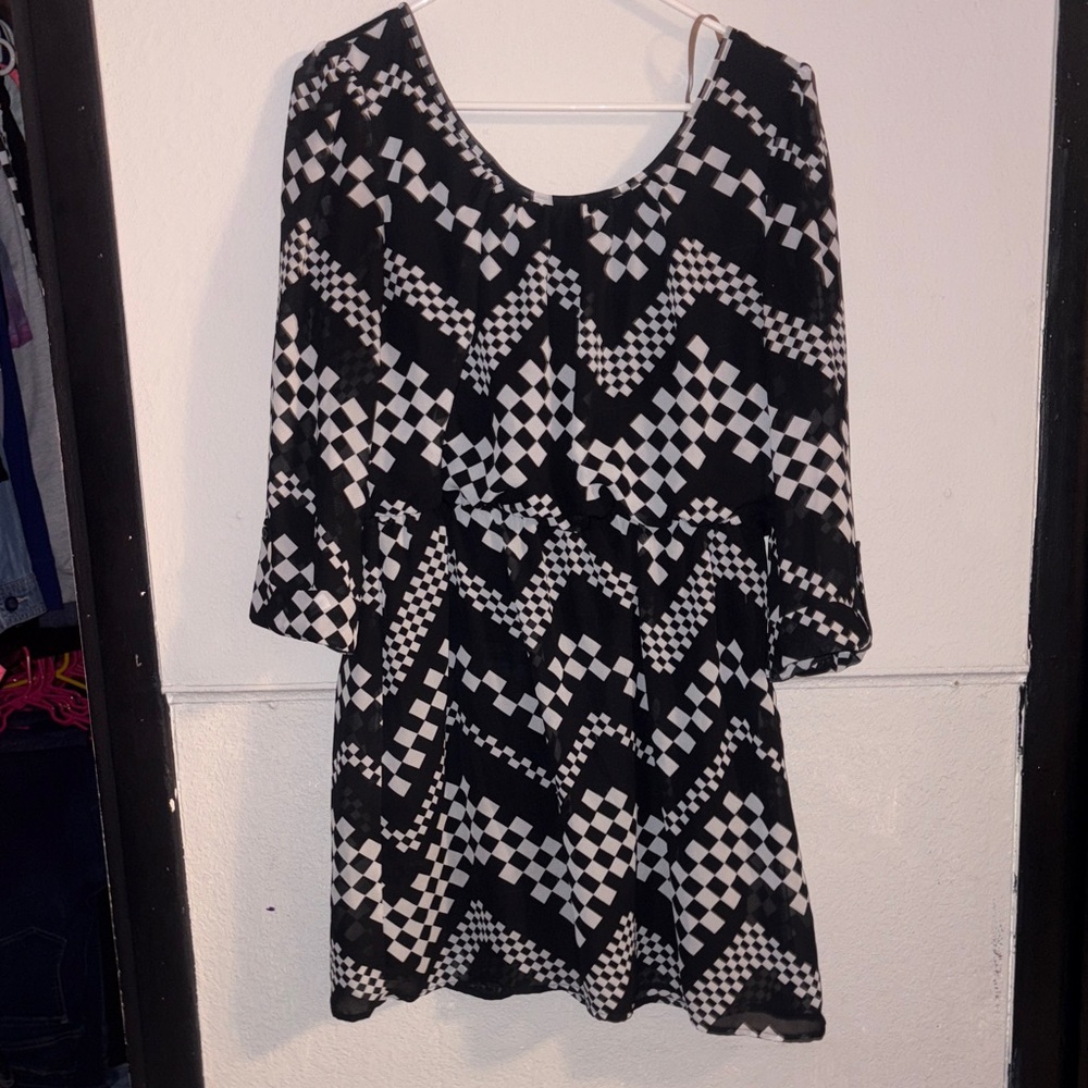 BONGO Monochrome Checkered Dress